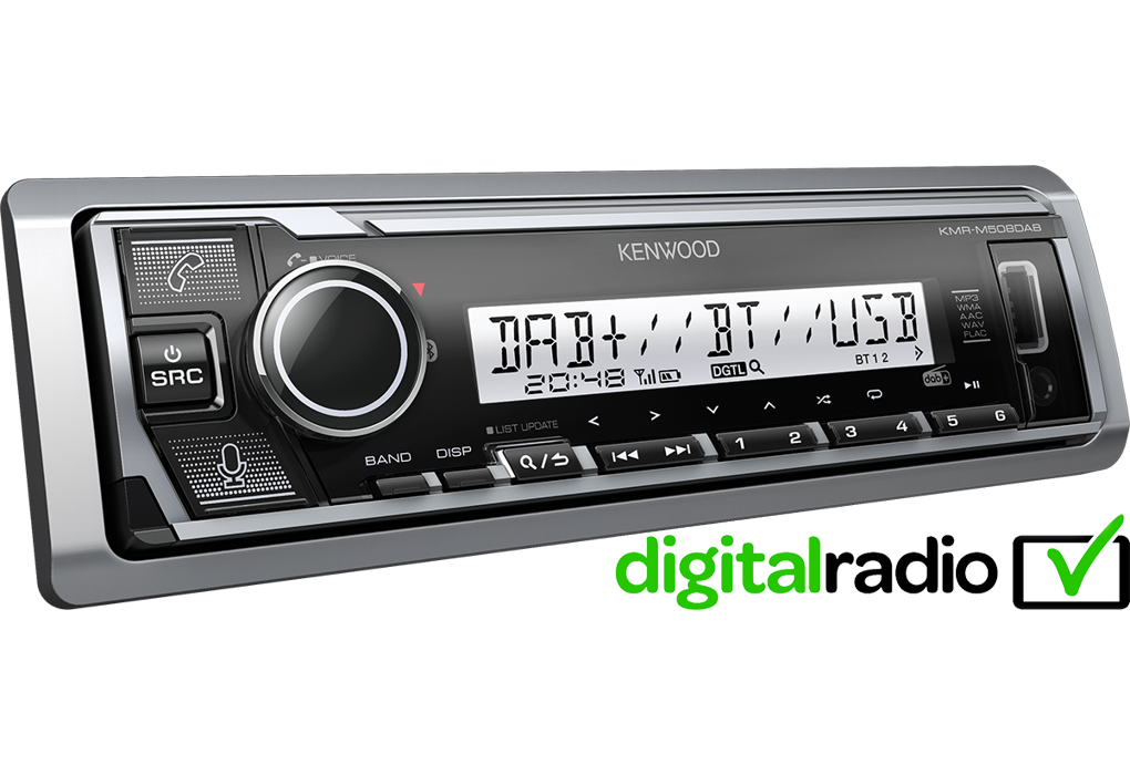 Kenwood KMR-M508DAB Marine Digital Media Receiver DAB+ Bluetooth & Amazon Alexa Voice Service