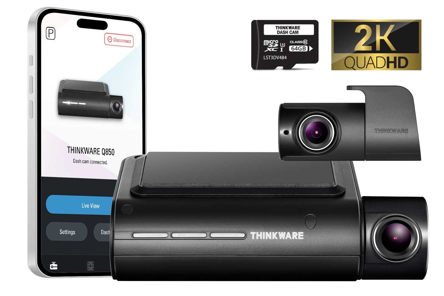 Thinkware Q850 2CH - 2K Quad HD Front & 1080p Full HD Rear