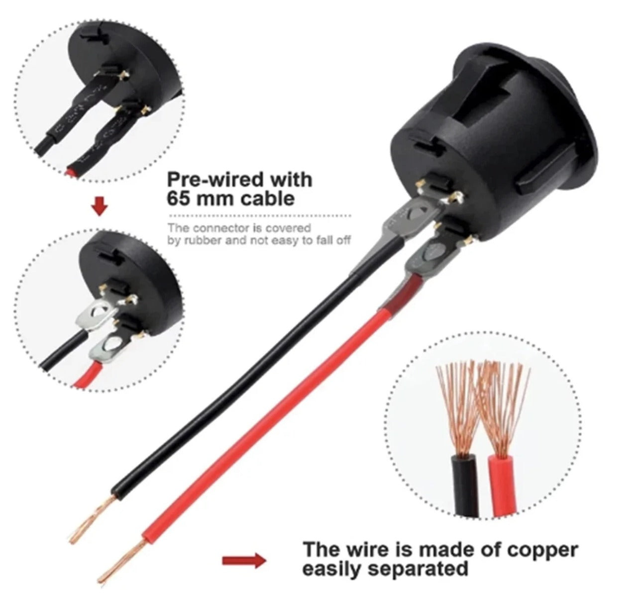 CAS-ROCKER - Round Black On/Off Rocker Switch