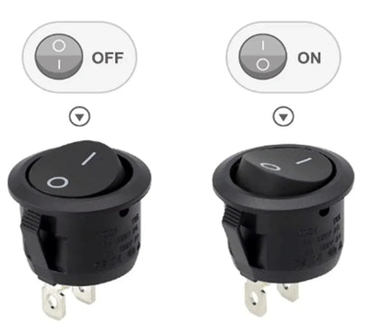 CAS-ROCKER - Round Black On/Off Rocker Switch