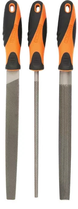 Kendo 85118 - 3 x Steel Rasp File Set Flat Round Half Carpenter Wood Workshop Files