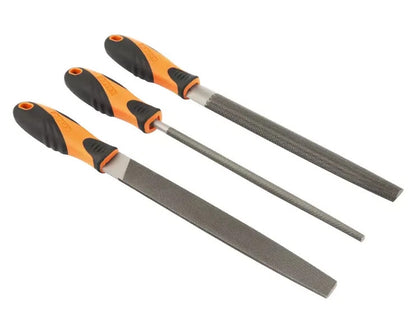 Kendo 85118 - 3 x Steel Rasp File Set Flat Round Half Carpenter Wood Workshop Files