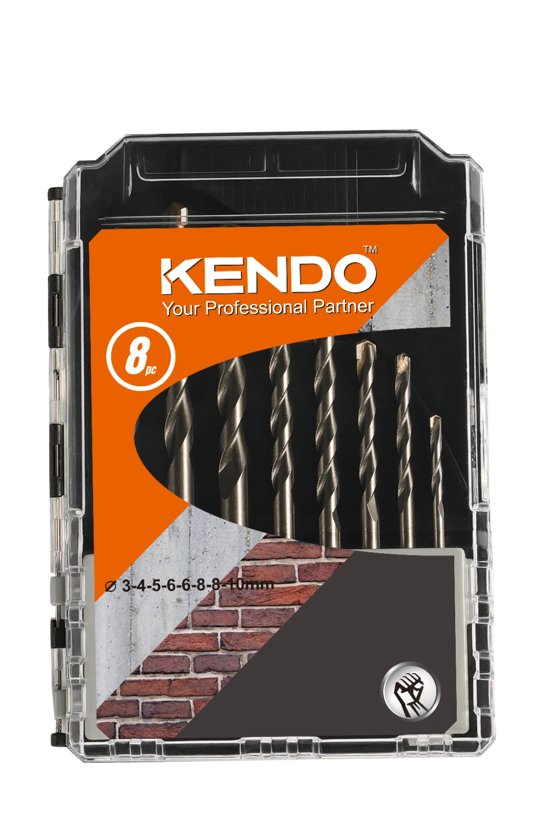 Kendo 11603633 - Masonry Drill Bit Set Masonry Drills Industrial 3-10mm 8 Pieces With Hard Case