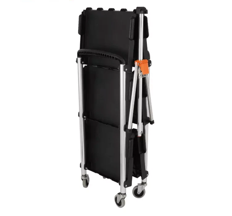 Kendo 90339 - 3 Tier Folding Workshop Trolley Garage Tool Cart 60kg Tot Weight Capacity Brakes