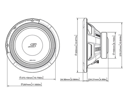 Alpine S2-W12D4 30cm 12” S-Series Subwoofer 1800w Dual 4-Ohm
