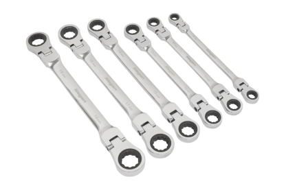 Sealey S0806 6pc Flexi-Head Double End Ratchet Ring Spanner Set