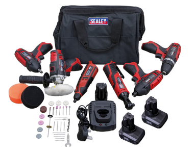 Sealey CP1200COMBO2B SV12 Series 6 x 12V Cordless Power Tool Kit - 3 Batteries