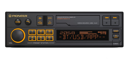 Pioneer SXT-C10PS - Single DIN Retro Tape Deck Style Bluetooth, DAB+, USB, Aux Stereo