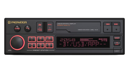 Pioneer SXT-C10PS - Single DIN Retro Tape Deck Style Bluetooth, DAB+, USB, Aux Stereo