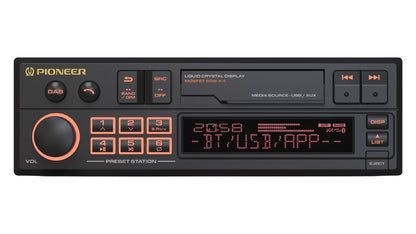 Pioneer SXT-C10PS - Single DIN Retro Tape Deck Style Bluetooth, DAB+, USB, Aux Stereo