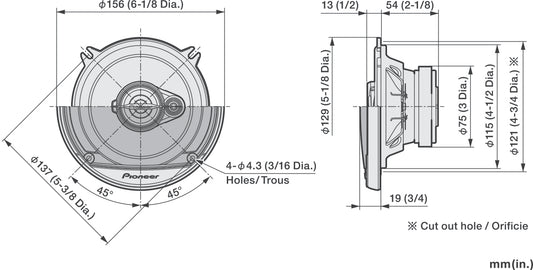 Pioneer TS-A1371F - 13cm 5.25" 2-Way Coaxial Car Speakers 300W