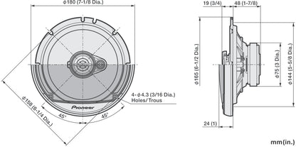 Pioneer TS-A1671F - 16.5cm 6.5" 3-Way Coaxial Car Speakers 320W