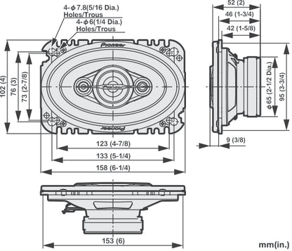 Pioneer TS-A4671F - 4"x6" 4-Way Coaxial Car Speaker 210W
