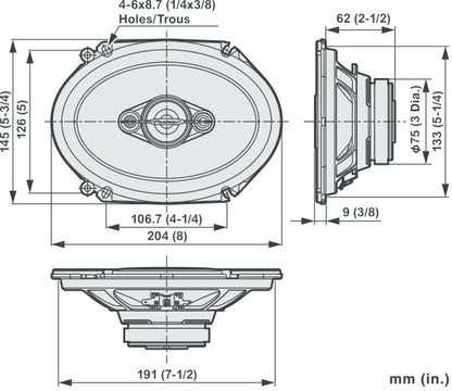 Pioneer TS-A6881F - 6"x8" 4-Way Coaxial Car Speakers 350W