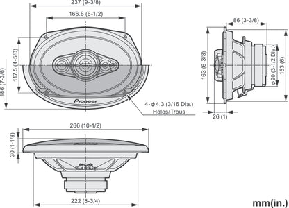 Pioneer TS-A6991F - 6"x9" 5-Way Coaxial Car Shelf Speakers 700W