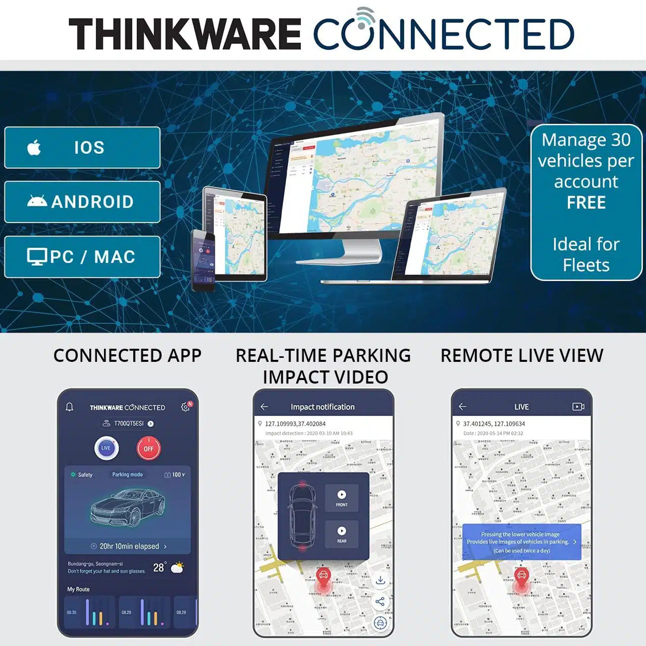 Thinkware U1000 Plus 4K UHD Front & 1080P Rear Dash Cam WiFi Bluetooth 64GB SD Card