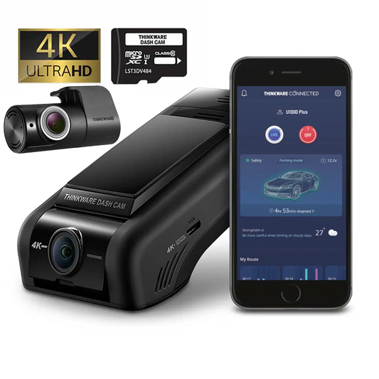 Thinkware U1000 Plus 4K UHD Front & 1080P Rear Dash Cam WiFi Bluetooth 64GB SD Card